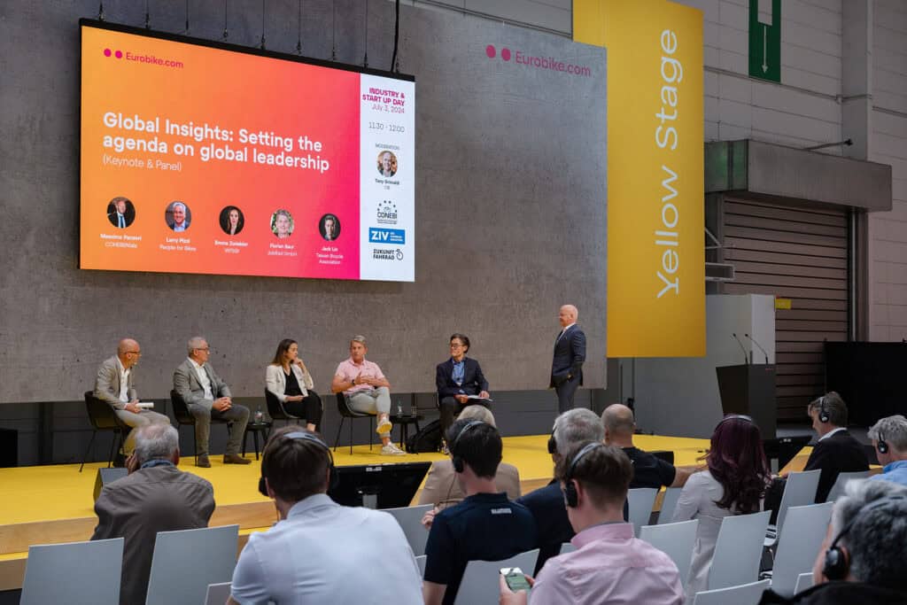 One of the discussion panels at Eurobike 2024. (Photo: Eurobike/Messe Frankfurt)